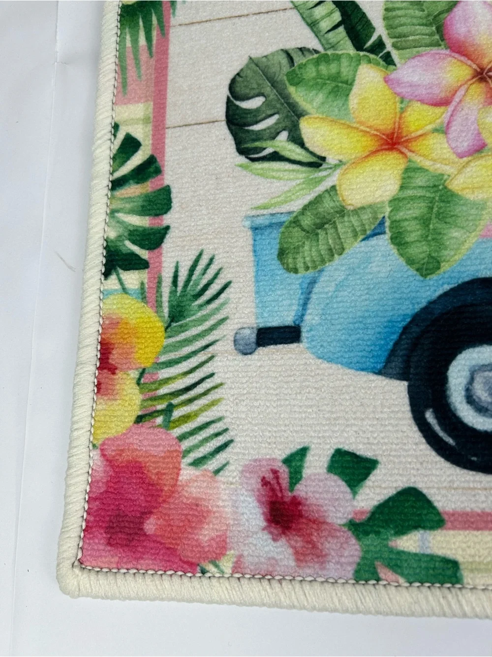 Welcome Floral Truck Door Mat 24x16 Tropical Summer Entry Rug